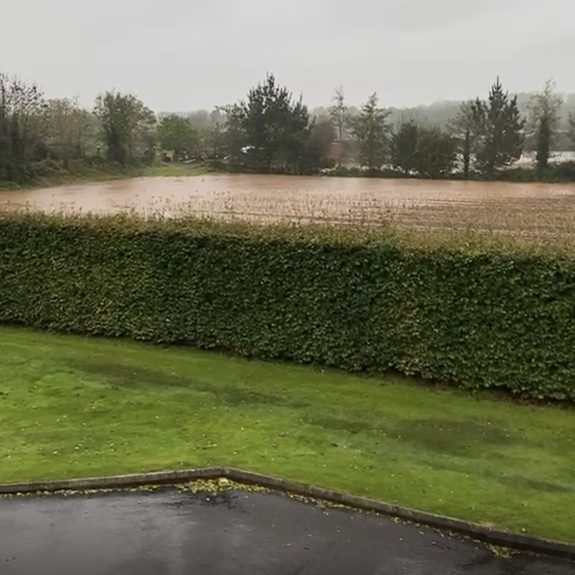 The proposed Option 7 route already under standing floodwater during heavy rainfall
