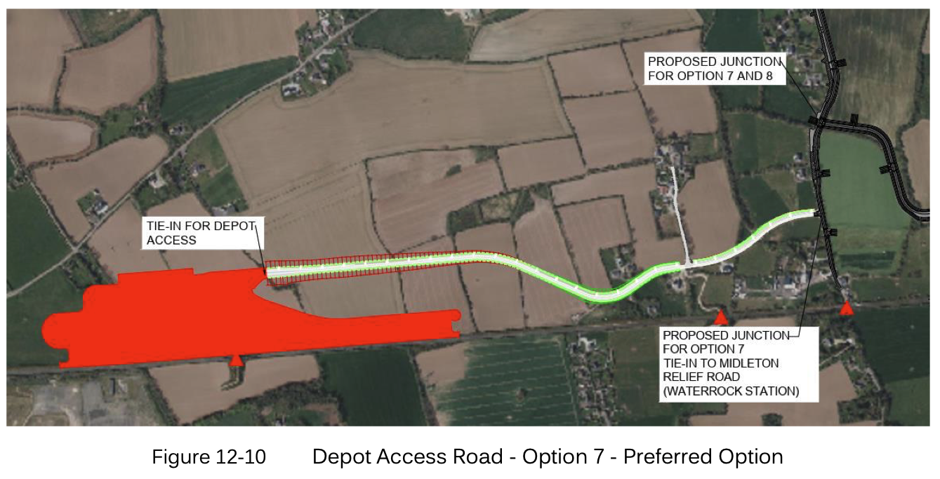 Option 7 preferred depot access road route map